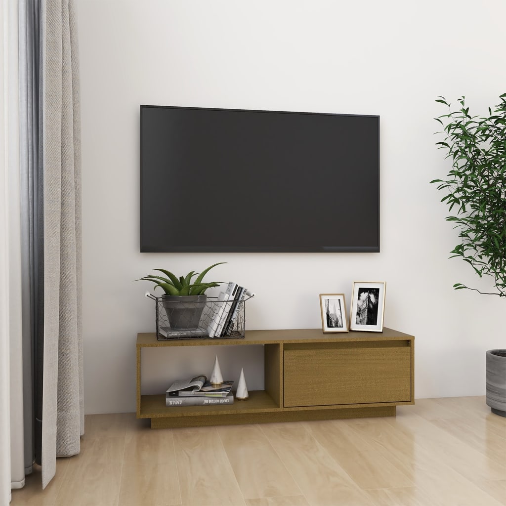 TV-Schrank Honigbraun 110x30x33,5 cm Massivholz Kiefer - Pazzar.ch