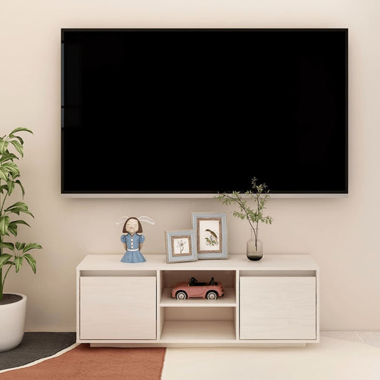 TV-Schrank Weiß 110x30x40 cm Massivholz Kiefer - Pazzar.ch