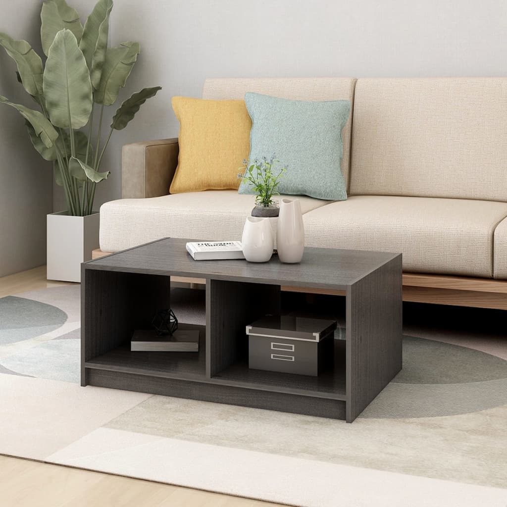Couchtisch Grau 75x50x33,5 cm Massivholz Kiefer - Pazzar.ch