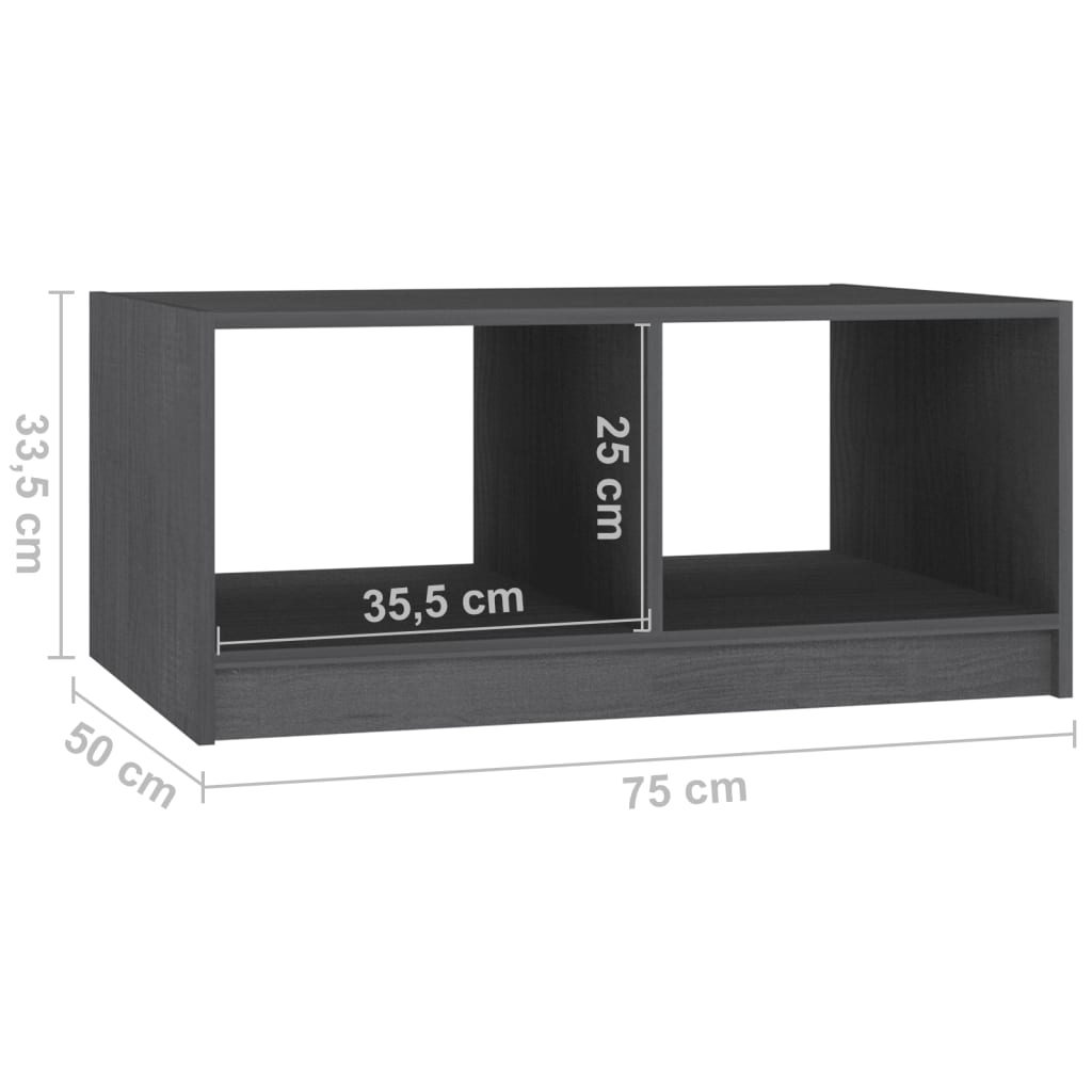 Couchtisch Grau 75x50x33,5 cm Massivholz Kiefer