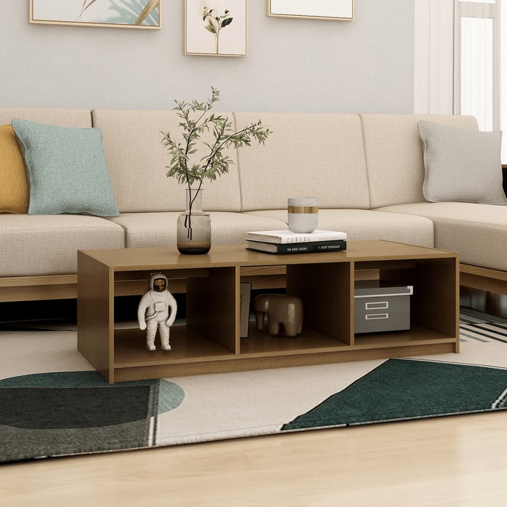 Couchtisch Honigbraun 110x50x34 cm Massivholz Kiefer - Pazzar.ch
