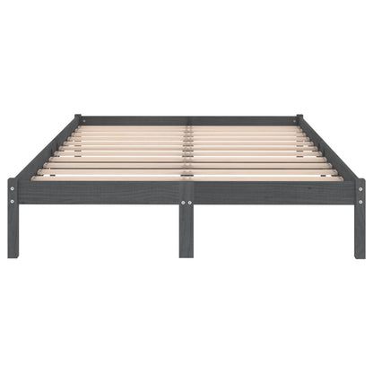 Massivholzbett Grau Kiefer 200x200 cm - Pazzar.ch