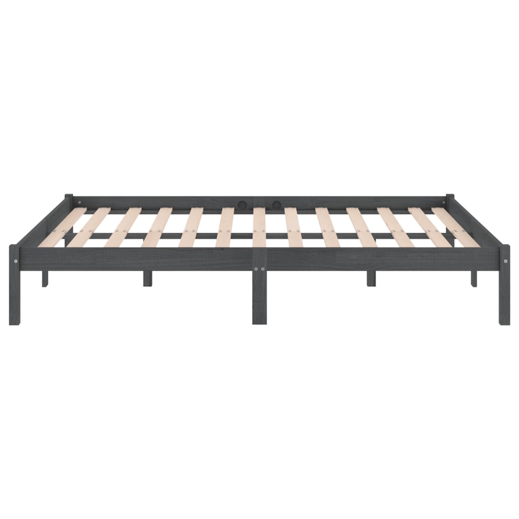 Massivholzbett Grau Kiefer 200x200 cm - Pazzar.ch