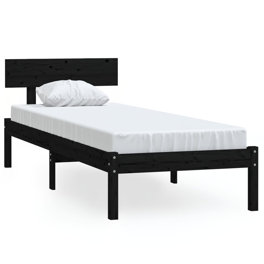 Massivholzbett Schwarz 75x190 cm - Pazzar.ch