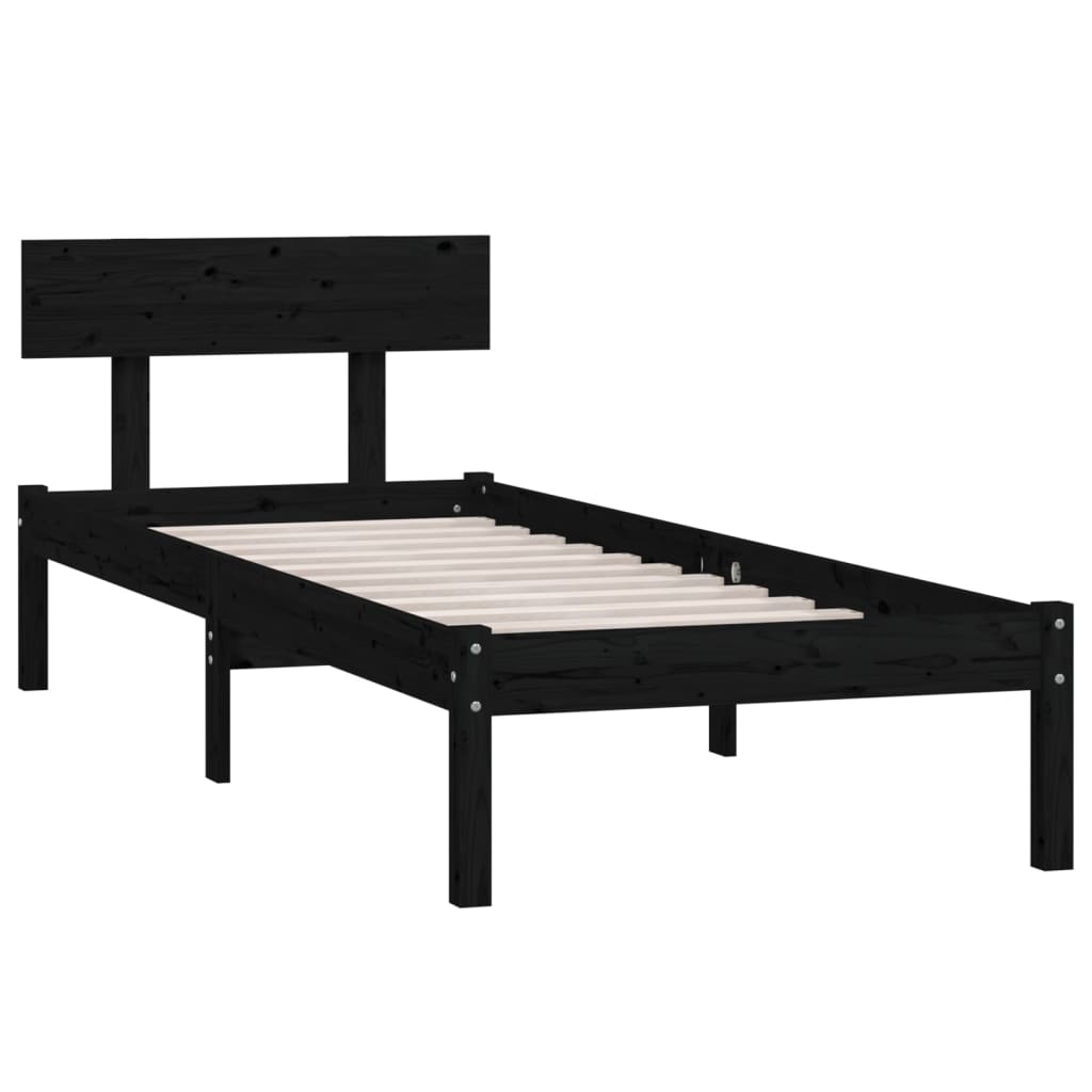 Massivholzbett Schwarz 75x190 cm - Pazzar.ch