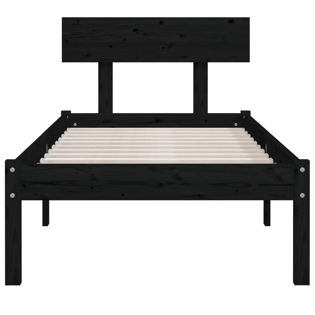 Massivholzbett Schwarz 75x190 cm - Pazzar.ch
