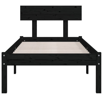 Massivholzbett Schwarz 75x190 cm - Pazzar.ch