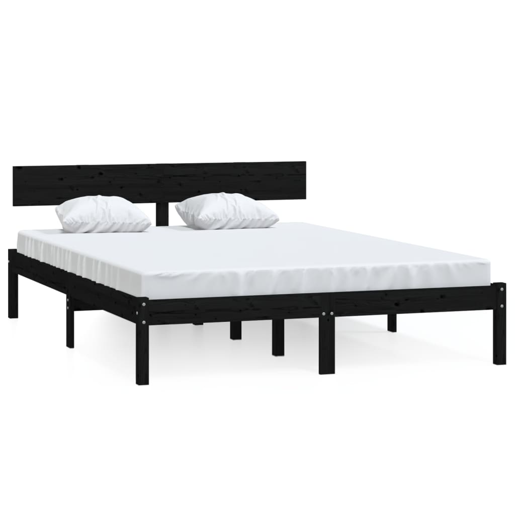 Massivholzbett Schwarz Kiefer 140x190 cm - Pazzar.ch