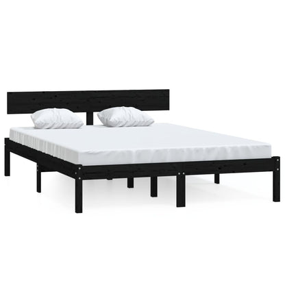 Massivholzbett Schwarz Kiefer 140x190 cm - Pazzar.ch