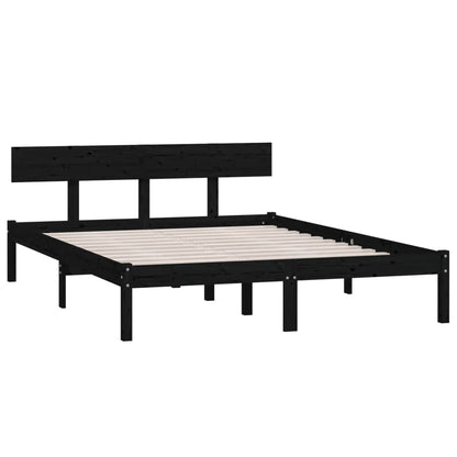 Massivholzbett Schwarz Kiefer 150x200 cm - Pazzar.ch