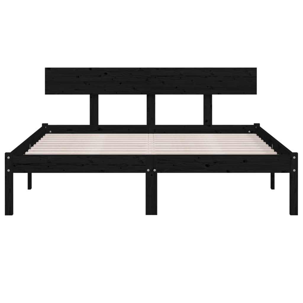 Massivholzbett Schwarz Kiefer 150x200 cm - Pazzar.ch