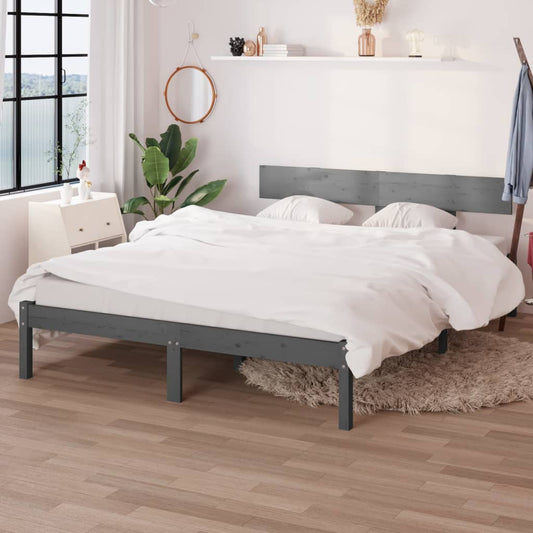Massivholzbett Grau Kiefer 200x200 cm - Pazzar.ch