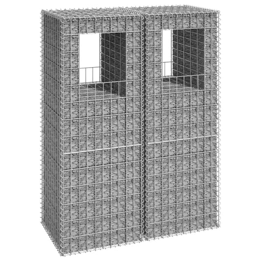 Gabionensäulen 2 Stk. 50x50x140 cm Eisen - Pazzar.ch