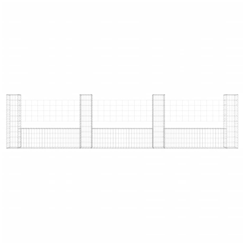Gabionenkorb U-Form mit 4 Säulen Eisen 380x20x100 cm - Pazzar.ch