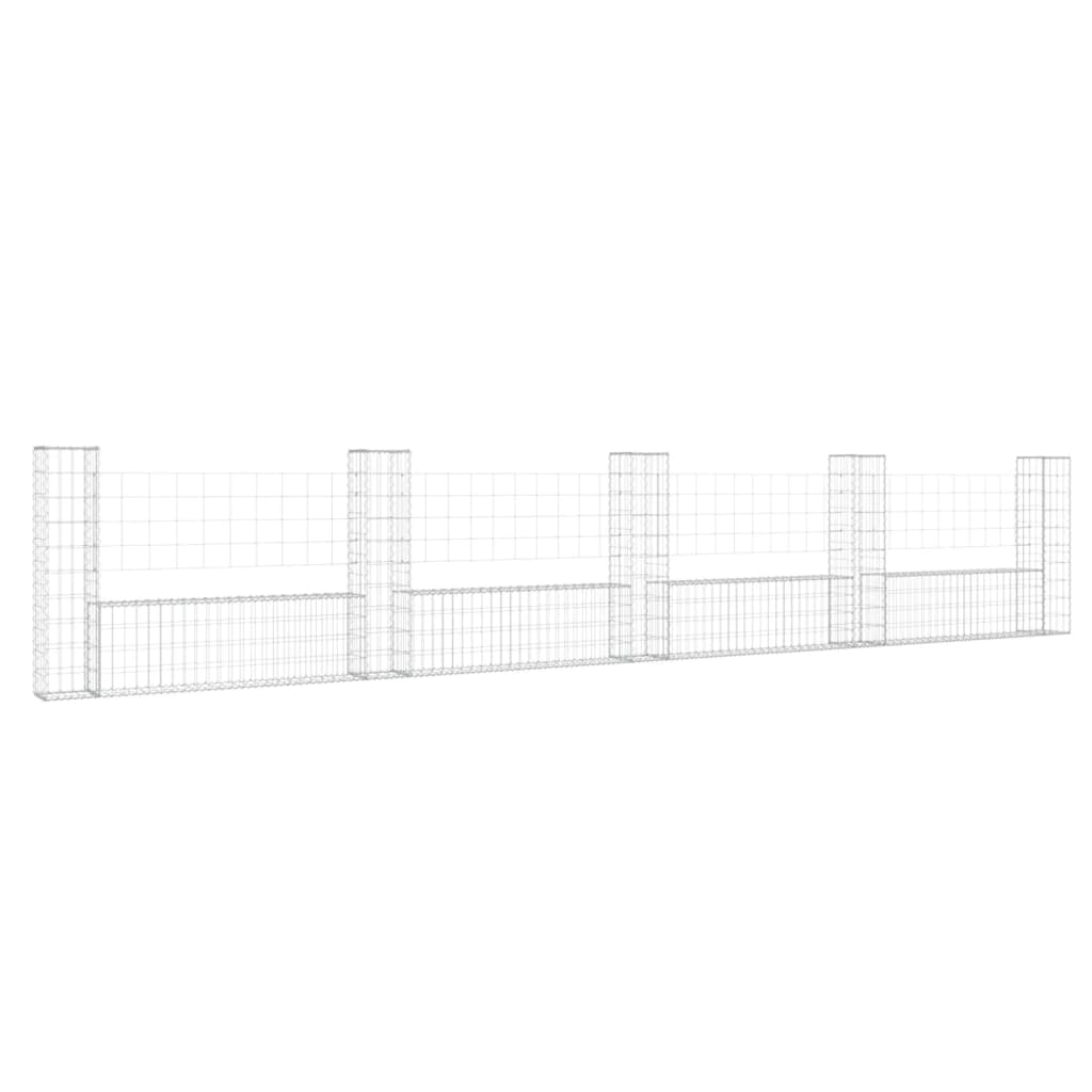 Gabionenkorb U-Form mit 5 Säulen Eisen 500x20x100 cm - Pazzar.ch