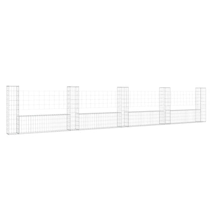 Gabionenkorb U-Form mit 5 Säulen Eisen 500x20x100 cm - Pazzar.ch