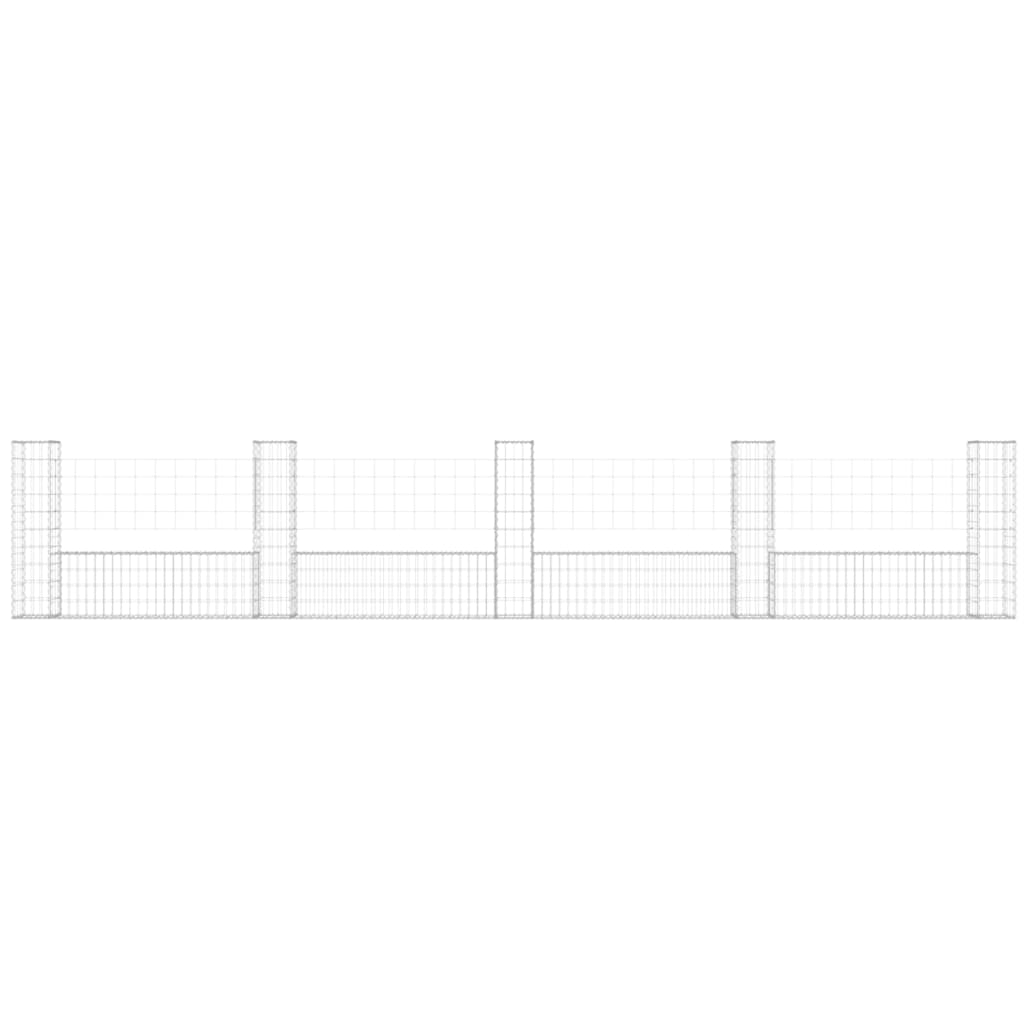 Gabionenkorb U-Form mit 5 Säulen Eisen 500x20x100 cm - Pazzar.ch