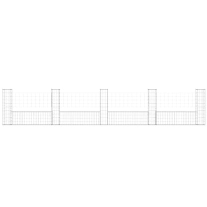 Gabionenkorb U-Form mit 5 Säulen Eisen 500x20x100 cm - Pazzar.ch