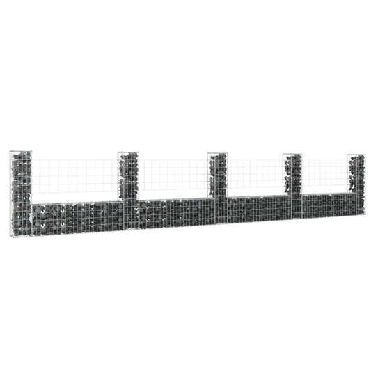 Gabionenkorb U-Form mit 5 Säulen Eisen 500x20x100 cm - Pazzar.ch