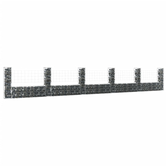 Gabionenkorb U-Form mit 6 Säulen Eisen 620x20x100 cm - Pazzar.ch