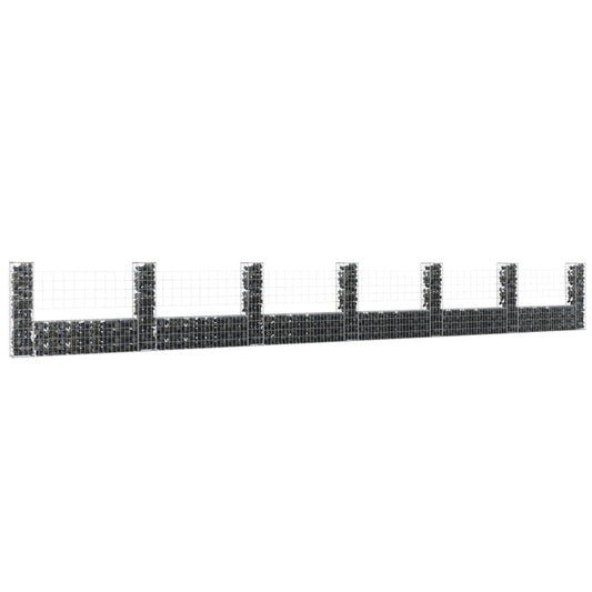 Gabionenkorb U-Form mit 7 Säulen Eisen 740x20x100 cm - Pazzar.ch