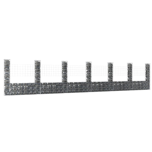 Gabionenkorb U-Form mit 7 Säulen Eisen 740x20x150 cm - Pazzar.ch