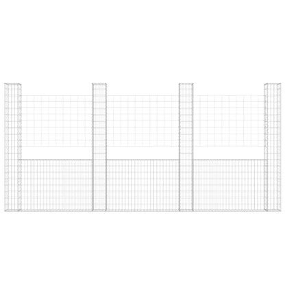 Gabionenkorb U-Form mit 4 Säulen Eisen 380x20x200 cm - Pazzar.ch