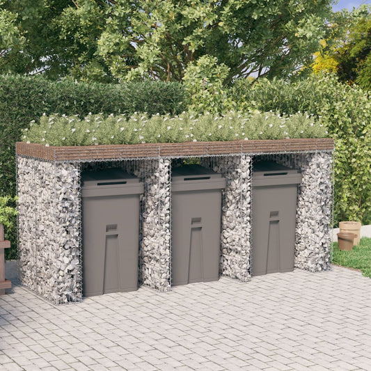 Gabionen-Mülltonnenbox 270x91x120 cm Verzinktes Eisen - Pazzar.ch