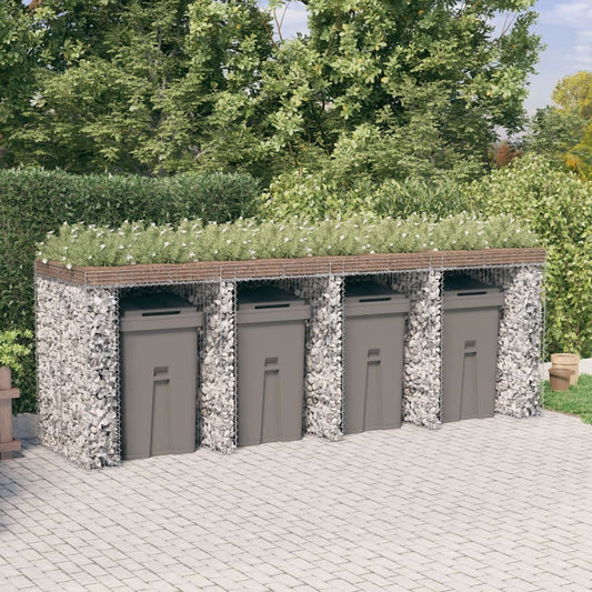 Gabionen-Mülltonnenbox 350x91x120 cm Verzinktes Eisen - Pazzar.ch