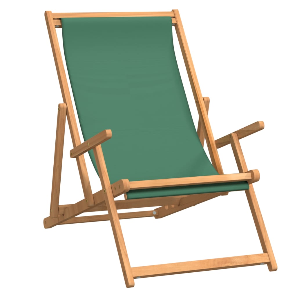 Strandstuhl Klappbar Massivholz Teak Grün - Pazzar.ch