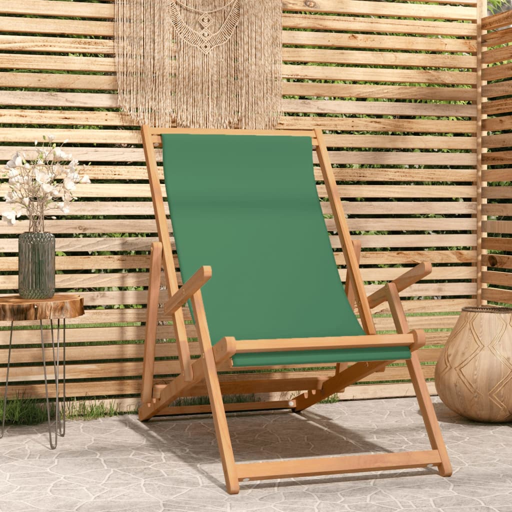 Strandstuhl Klappbar Massivholz Teak Grün - Pazzar.ch