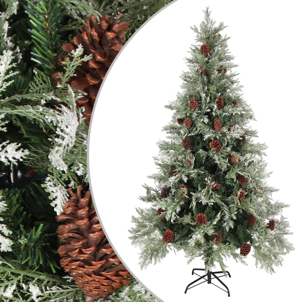 Weihnachtsbaum mit Zapfen Grün und Weiß 195 cm PVC & PE - Pazzar.ch