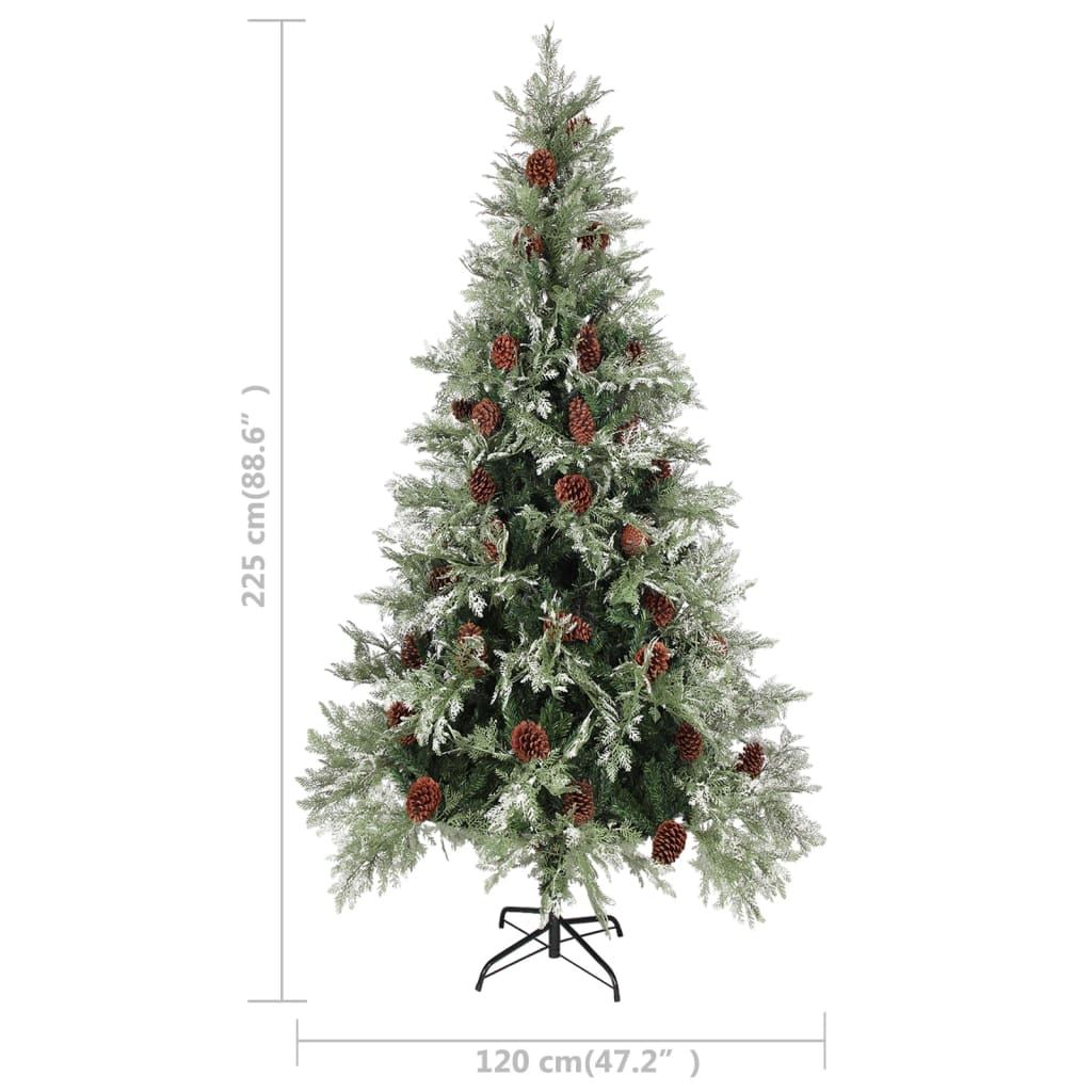 Weihnachtsbaum mit Zapfen Grün und Weiß 225 cm PVC & PE - Pazzar.ch