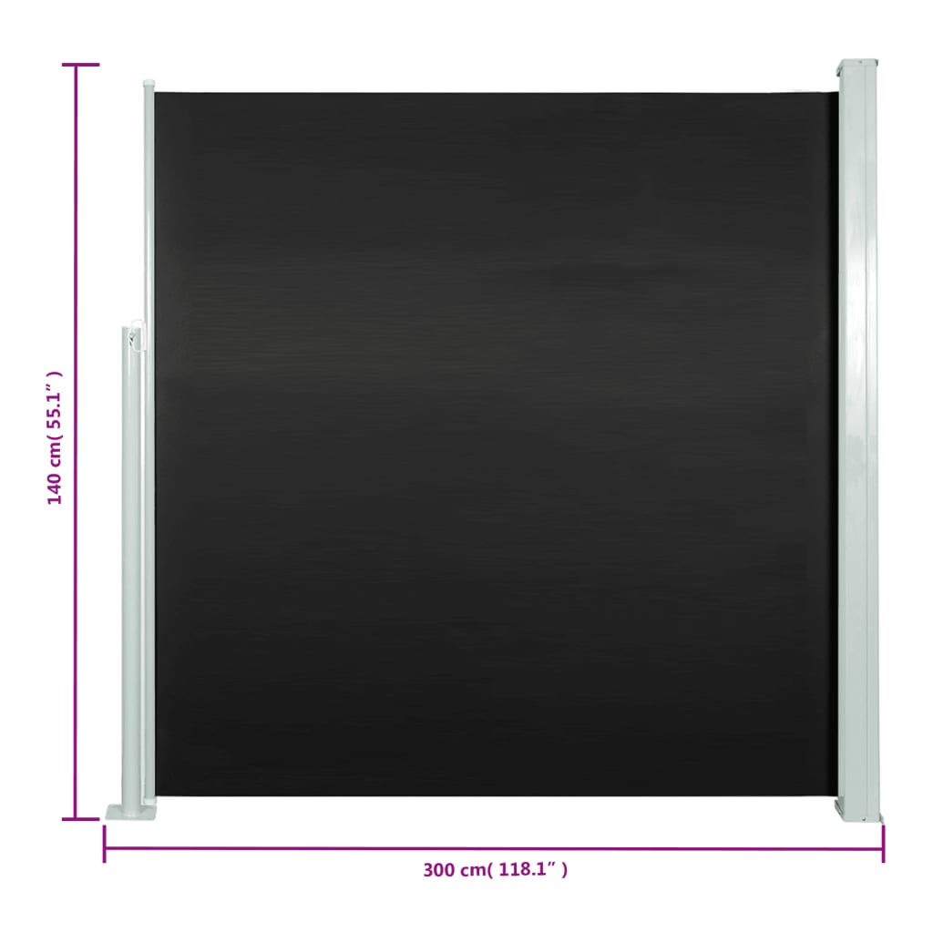 Seitenmarkise Ausziehbar 140x300 cm Schwarz - Pazzar.ch