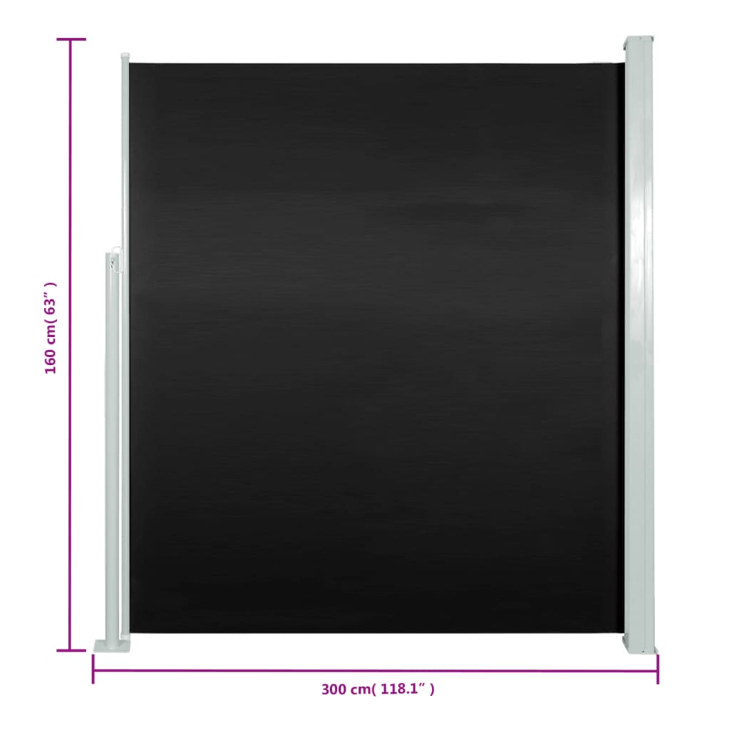 Seitenmarkise Ausziehbar 160x300 cm Schwarz - Pazzar.ch