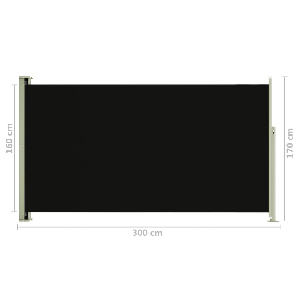 Seitenmarkise Ausziehbar 170x300 cm Schwarz