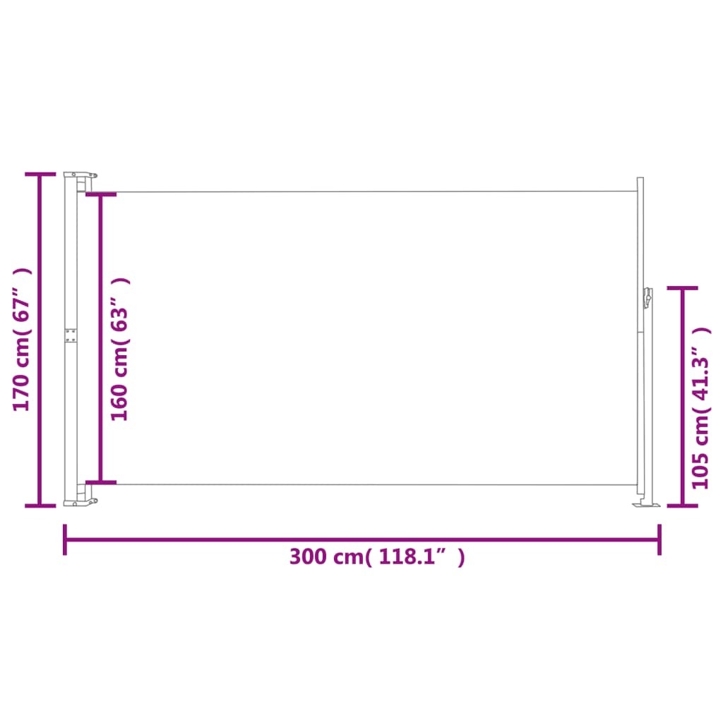 Seitenmarkise Ausziehbar 170x300 cm Creme