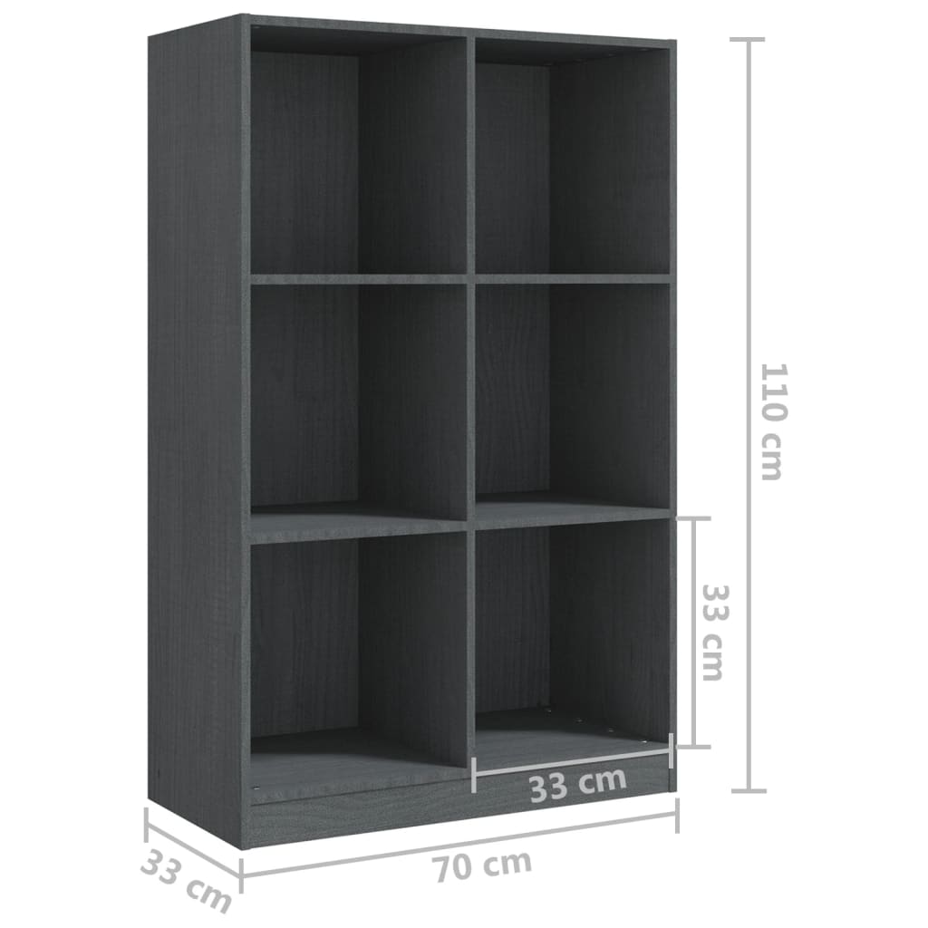 Bücherregal Grau 70x33x110 cm Massivholz Kiefer - Pazzar.ch