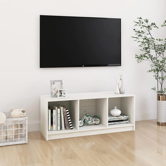 TV-Schrank Weiß 104x33x41 cm Massivholz Kiefer - Pazzar.ch