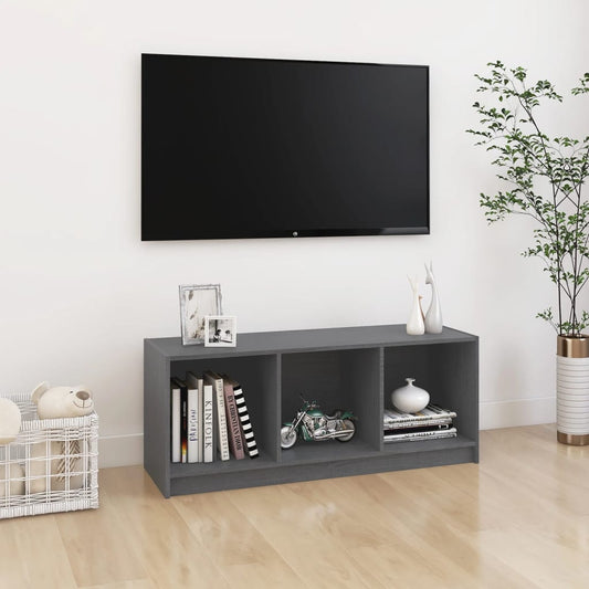 TV-Schrank Grau 104x33x41 cm Massivholz Kiefer - Pazzar.ch