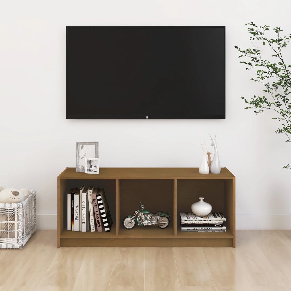 TV-Schrank Honigbraun 104x33x41 cm Massivholz Kiefer - Pazzar.ch