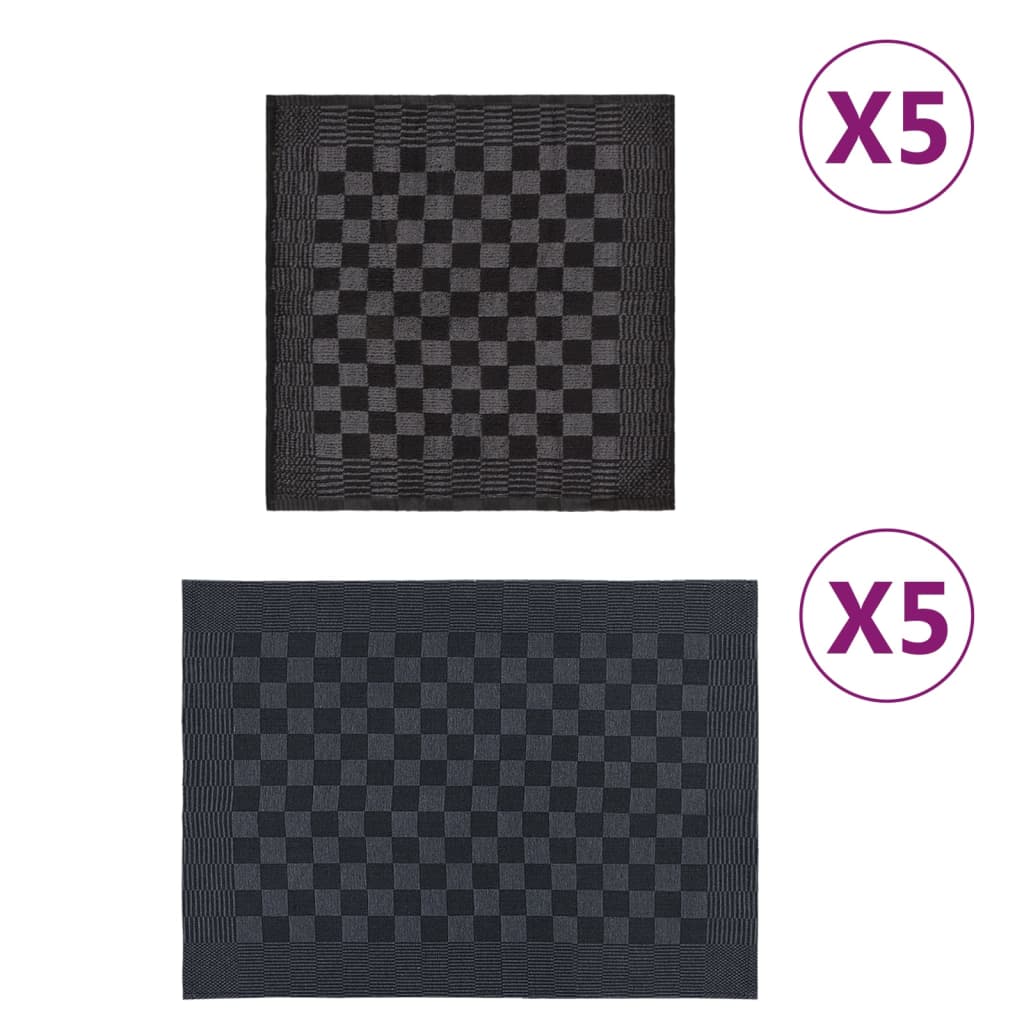 10-tlg. Handtuch-Set Schwarz und Grau Baumwolle - Pazzar.ch