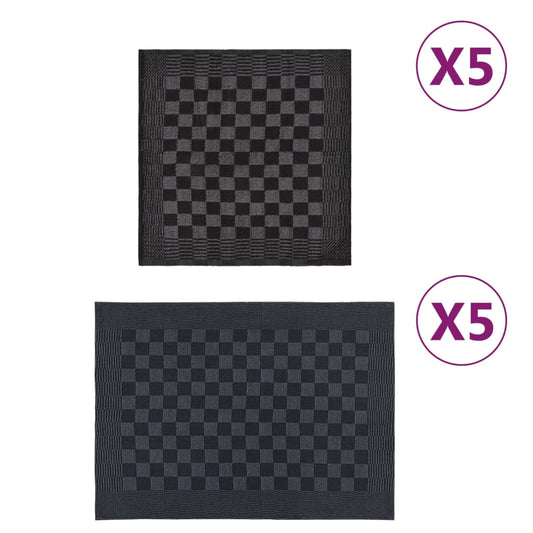 10-tlg. Handtuch-Set Schwarz und Grau Baumwolle - Pazzar.ch