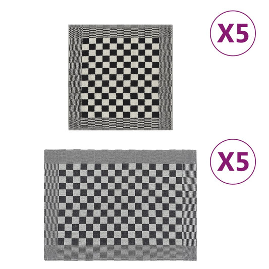 10-tlg. Handtuch-Set Schwarz und Weiß Baumwolle - Pazzar.ch