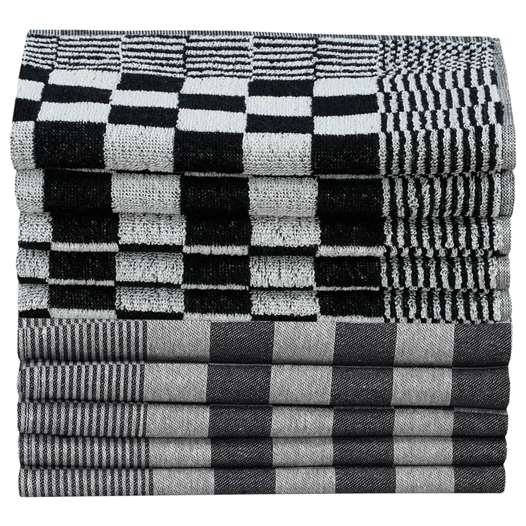 10-tlg. Handtuch-Set Schwarz und Weiß Baumwolle - Pazzar.ch
