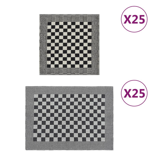 50-tlg. Handtuch-Set Schwarz und Weiß Baumwolle - Pazzar.ch