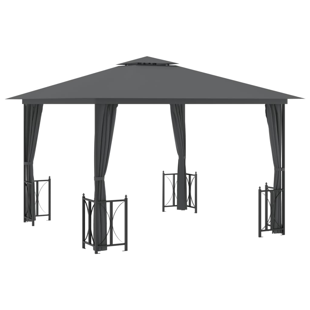 Pavillon mit Seitenwänden & Doppeldach 3x3 m Anthrazit - Pazzar.ch