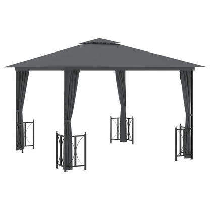 Pavillon mit Seitenwänden & Doppeldach 3x3 m Anthrazit - Pazzar.ch