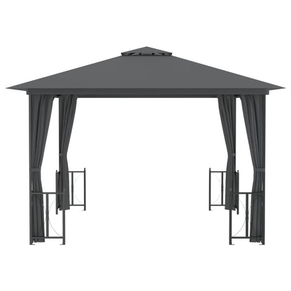 Pavillon mit Seitenwänden & Doppeldach 3x3 m Anthrazit - Pazzar.ch