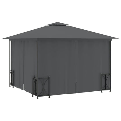 Pavillon mit Seitenwänden & Doppeldach 3x3 m Anthrazit - Pazzar.ch